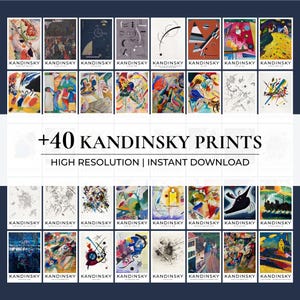 Kandinsky art print bundle, abstract printable wall art, digital download set, modern gallery wall, Bauhaus art decor collection