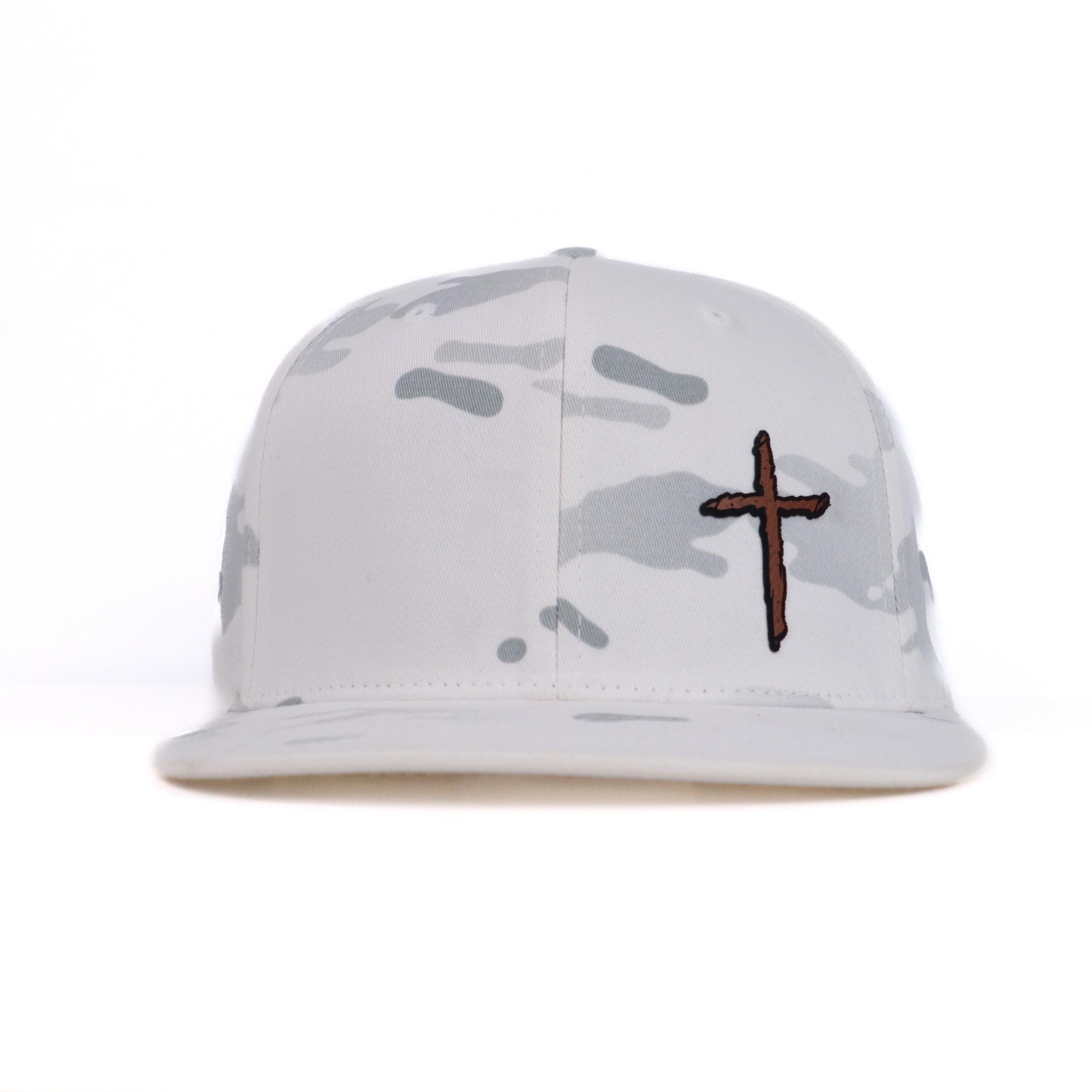 Vintage Jesus Leather Patch Camo Trucker Hat Christian Flat Bill Snapback Cap Camo Snapback Hat – Christian Cross Leather Patch, Veteran  main image 3