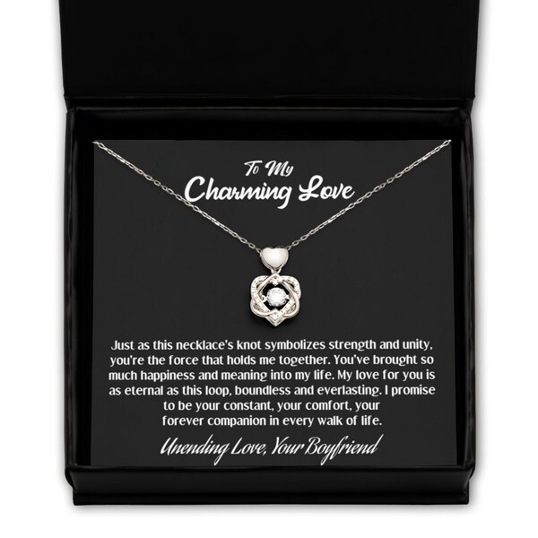 Charming love heart knot silver necklace symbolizing strength and unity on valentine's day, unending love from your...