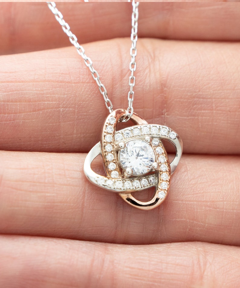 Rose gold love knot necklace Clearance