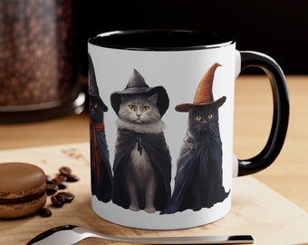 Cat Witch Coffee Mug - Coffee Cup - Funny Coffee Mug - Halloween Cats - Halloween Coffee Mug - Halloween Gift