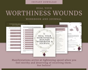 The Heal You WORTHINESS Wounds Journal, Worthiness Journal, TÉLÉCHARGEMENT INSTANTANÉ, Manifestation de la vie de rêve, Loi de l’attraction Chauve-souris