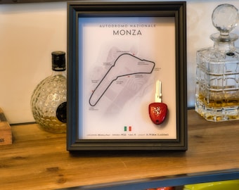 Monza Circuit Frame with Key for Ferrari, Porsche or Lamborghini – Collect Legendary Circuits – Limited Edition