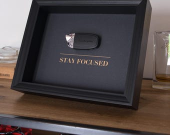 Lamborghini key frame and "Stay Focused" message – Luxury Entrepreneur Decoration, Success Gift