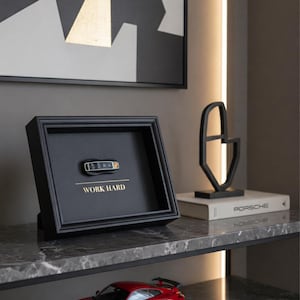 Porsche Key Frame and WORK HARD Message – Luxury Entrepreneur Decoration, Success Gift