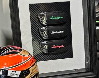 Lamborghini frame decoration with Italian car keys.