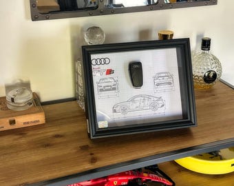 Audi TT RS Key Frame with Blueprint – Limited Luxury Edition Handmade in France