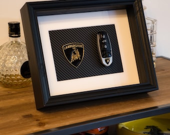 Lamborghini Limited Edition Frame, Key and Emblem in Metal, Black Carbon Luxury & Exclusivity
