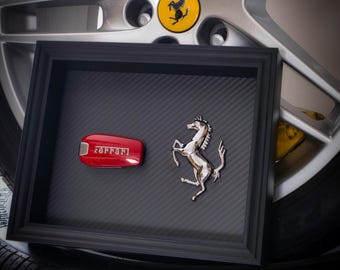 Frame with Ferrari keys and genuine carbon fiber backing. Limited edition