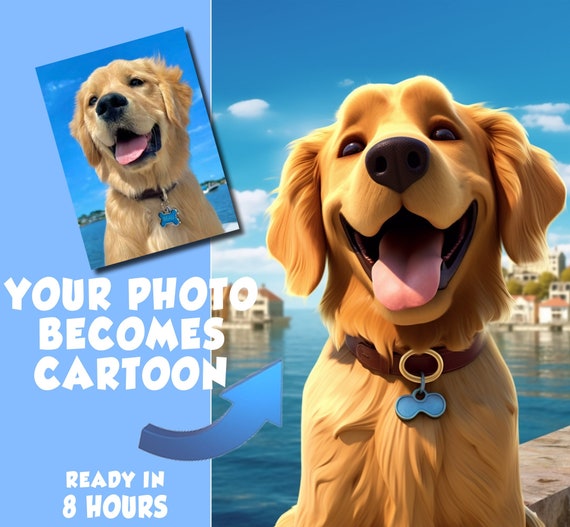 Digital Pet Portrait Dog Cat Customized as Pixar Style Character