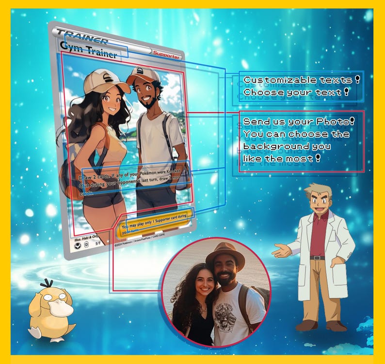 Gepersonaliseerde Pokémon-kaart van topkwaliteit - Pokémon-jubileumcadeaukaart - Gepersonaliseerd Pokémon-cadeau afbeelding 2