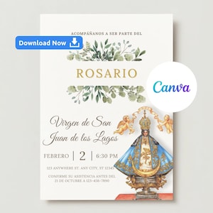 Invitación editable Virgen de San Juan de los Lagos, Invitación Virgen de San Juan de los Lagos, Invitación San Juan de los Lagos, Invitación Virgen