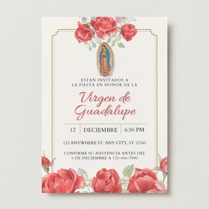 Invitación editable Virgen De Guadalupe, Invitación Virgen María, Invitación Virgen De Guadalupe, Invitación Virgen María, Invitación Virgen María