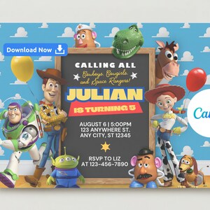 Editable Toy Story Birthday Party Invitation, Toy Story Birthday Party Invite, Toy Story Birthday Invite, Toy Story Party Invite