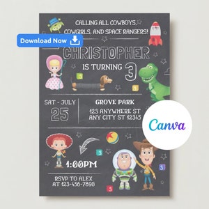 Editable Toy Story Birthday Party Invitation, Toy Story Birthday Party Invite, Toy Story Birthday Invite, Toy Story Party Invite
