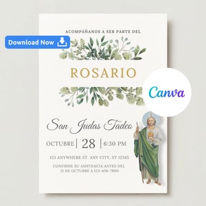 Editable San Judas Invitation, San Judas Invitacion, San Judas Rosario Invitation, San Judas Rosario Invite, Rosario Invitacion
