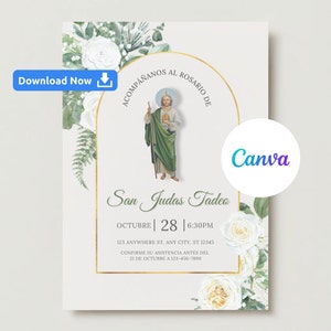 Editable San Judas Invitation, San Judas Invitacion, San Judas Rosario Invitation, San Judas Rosario Invite, Rosario Invitacion