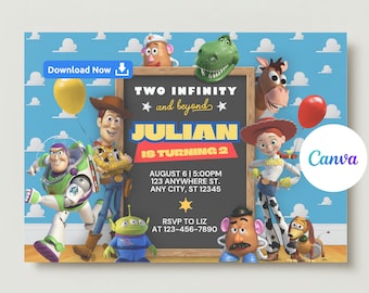 Editable Two Infinity and Beyond Toy Story Birthday Party Invitation, Toy Story Birthday Party Invite, Two Infinity and Beyond Invitation