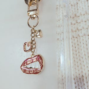 Reputation Era Inspired Lips Charm Keychain, Kindle Charm Chain, Kindle Case Charm, E Reader Decoration, Swifties Keychain, Bag Charm image 6