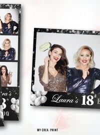 Gold and white birthday photobooth template, x6 layout elegant baloons bd party photobooth design easy edit w Canva, photoshop, dslrbooth...