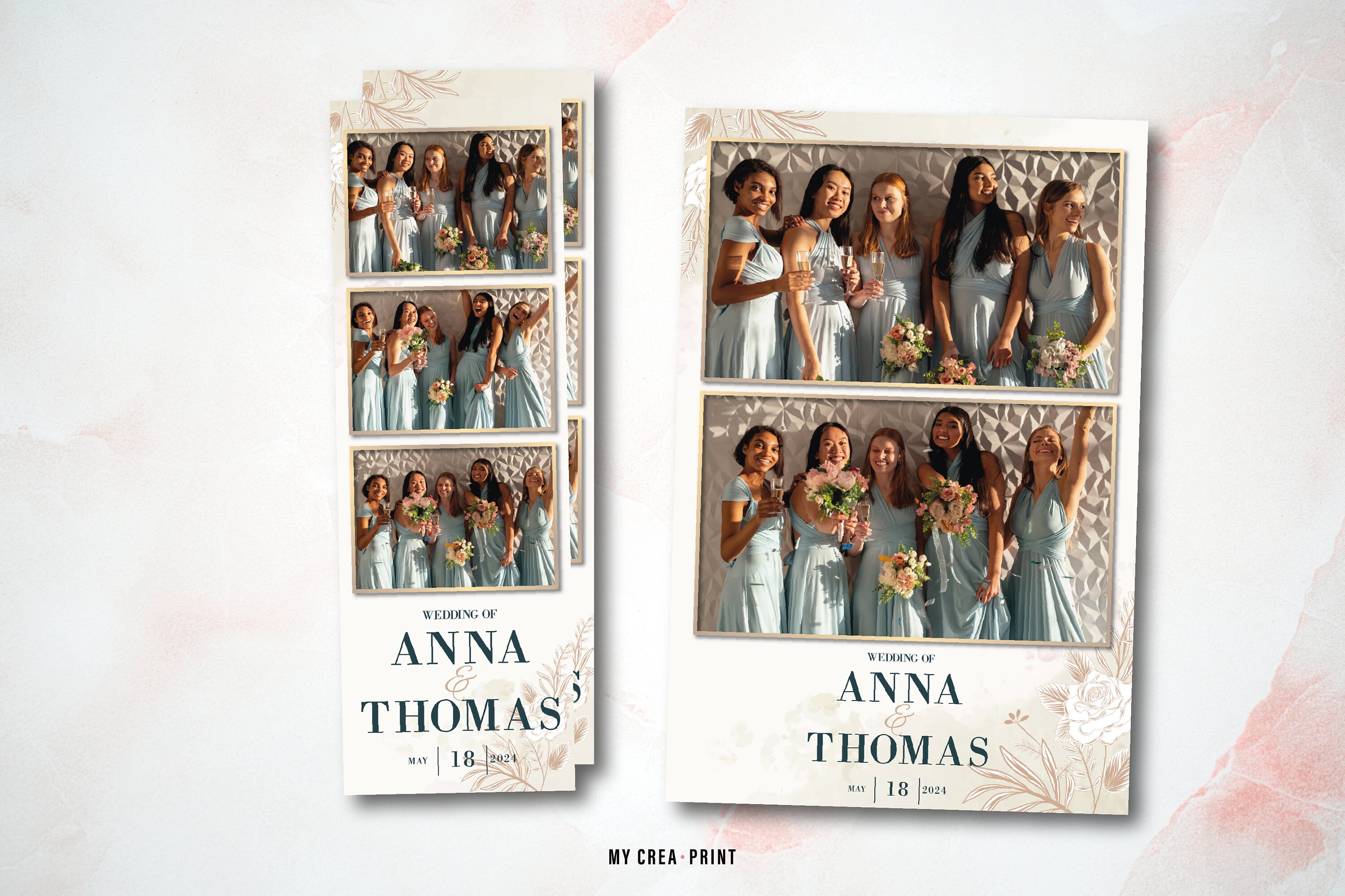 Photo Booth Template.pdf Floral Wedding Photobooth Template: Mr & Mrs, Canva, AI, PNG, PDF ...
