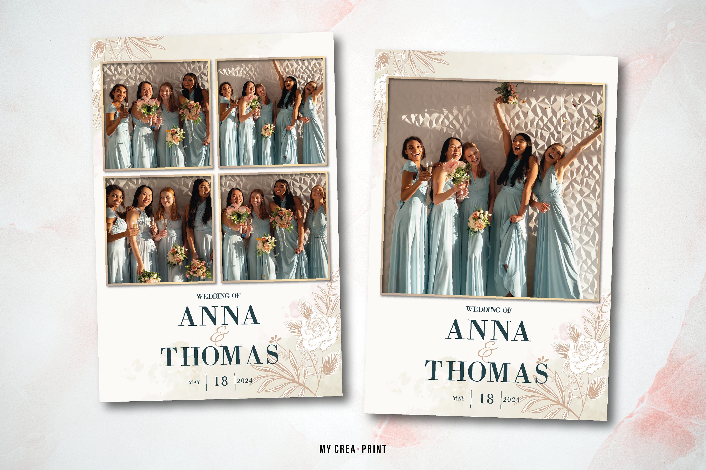 Photo Booth Template.pdf Floral Wedding Photobooth Template: Mr & Mrs, Canva, AI, PNG, PDF ...