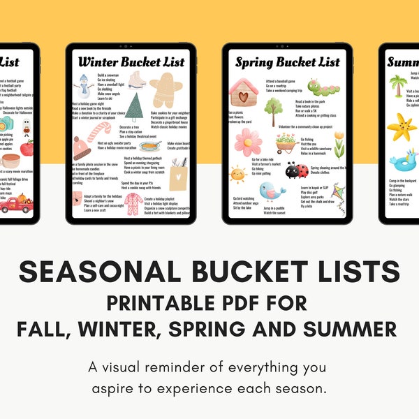 Seasonal Bucket List - Fall Bucket List, Spring Bucket List, Winter Bucket List, Summer Bucket List