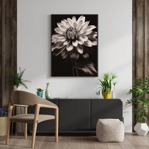 Black and White Flower Art | Monochrome Floral Print | Botanical Art Print | Minimalist Flower Design | Contemporary Nature Decor |