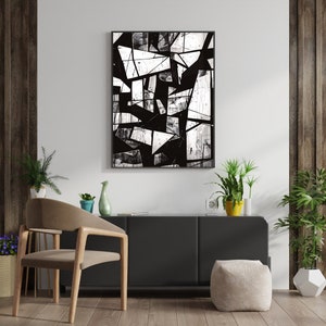 Energetic Abstraction - Bold Black and White Modern Art | Modern Abstract| Black and White Abstract | Digital Download | Printable Art