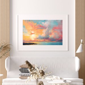 Sunset Serenity - Coastal Landscape Art | Vibrant Sky Print | Landscape Art | Coastal Print | Printable Wall Art | Digital Download