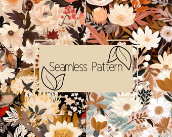 Boho Floral Seamless Pattern | Commercial Use (Digital Download)