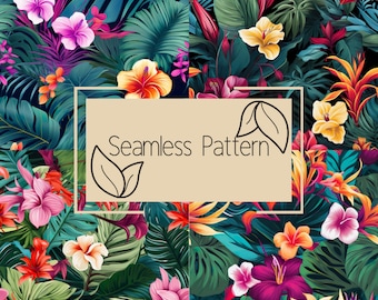 Tropical Floral Seamless Pattern | Bright Jungle Print (Digital Paper)