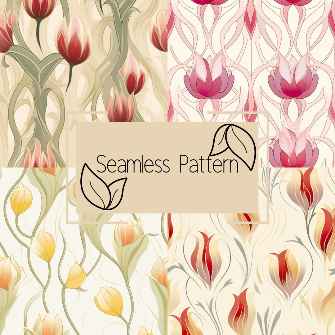 Art Deco Floral Seamless Pattern | Art Deco Seamless Pattern | Digital ...