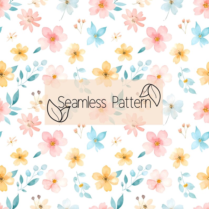 Pastel Watercolor Floral Seamless Pattern | Spring Flower Digital Paper ...