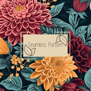 Patrón floral sin costuras / Papel digital / Patrón sin costuras / Patrón repetitivo / Uso comercial / Descarga digital / Floral brillante