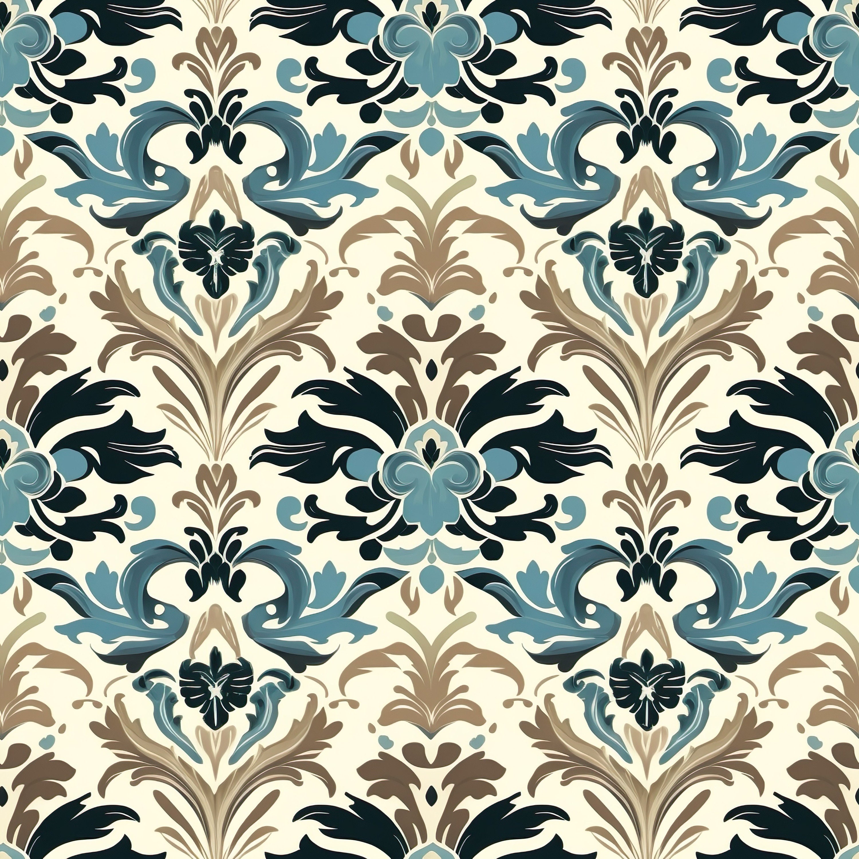 Damask Seamless Pattern Digital Paper Seamless Pattern Repeating ...