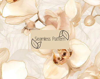 Orchid Floral Seamless Pattern | Commercial Use (Digital Download)