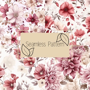 Patrón Floral Sin Costuras / Papel Digital / Patrón Sin Costuras / Patrón Repetitivo / Uso Comercial / Descarga Digital / Flores Vintage