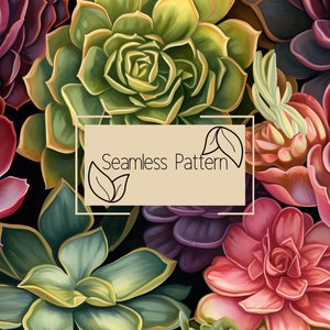 Floral Seamless Pattern | Digital Paper | Seamless Pattern | Repeating Pattern | Commercial Use | Digital Download | Succulent Pattern