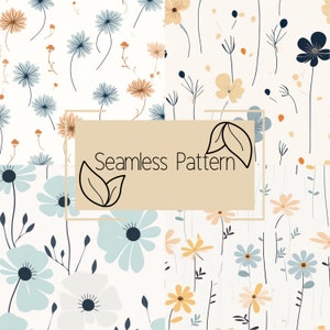 Floral Seamless Pattern | Line Art Seamless Pattern | Digital Paper | Commercial Use