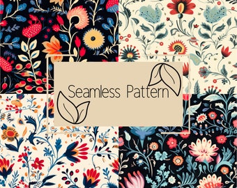 Vintage Floral Seamless Pattern | Commercial Use (Digital Download)