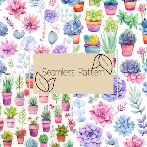 Succulent Seamless Pattern | Digital Paper | Seamless Pattern | Repeating Pattern | Commercial Use | Digital Download  Succulent Paper