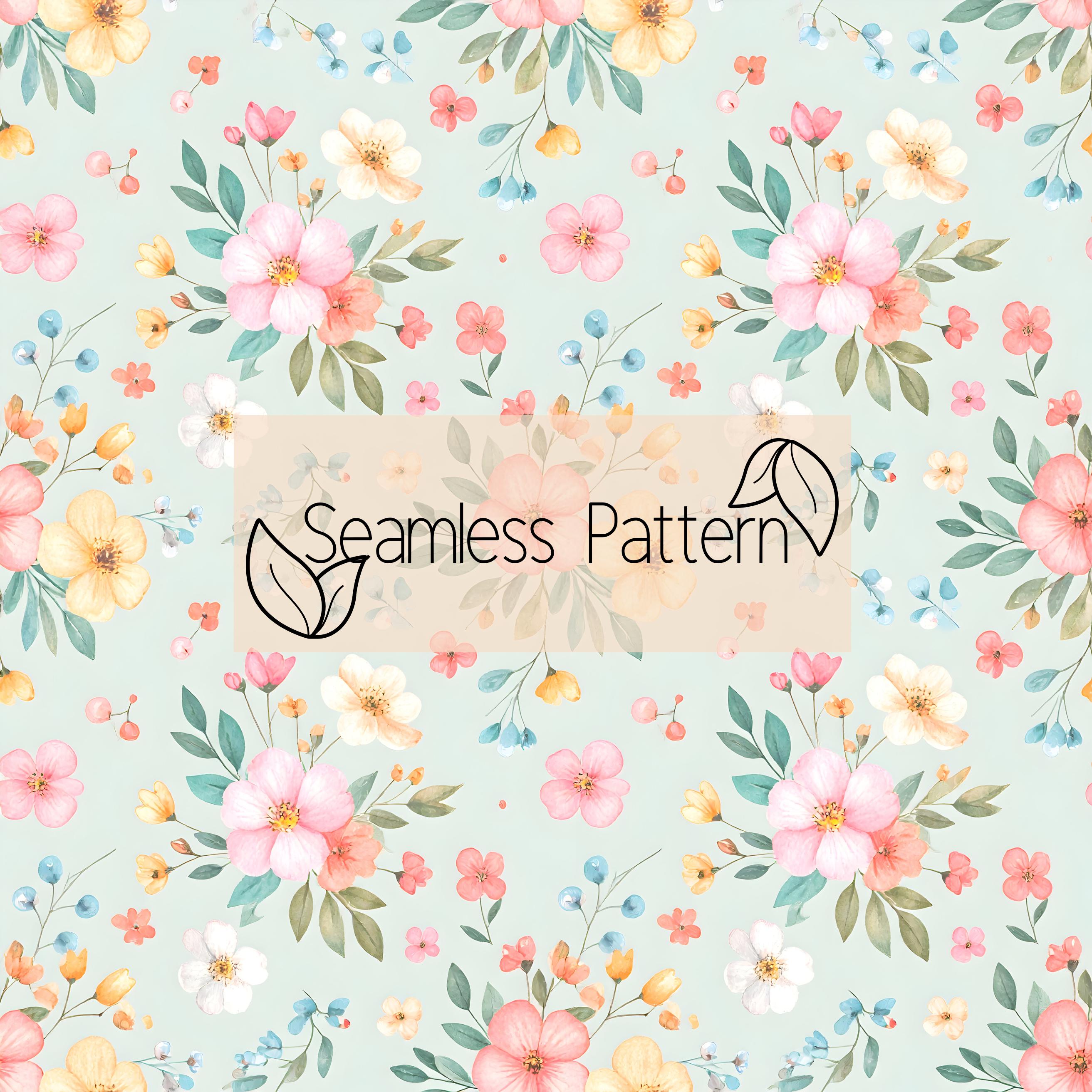 Pastel Watercolor Floral Seamless Pattern | Spring Flower Digital Paper ...