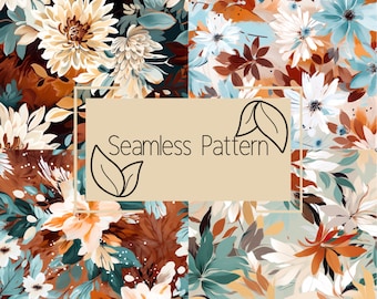 Boho Floral Seamless Pattern | Commercial Use (Digital Download)