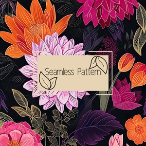 Patrón floral sin costuras / Papel digital / Patrón sin costuras / Patrón repetitivo / Uso comercial / Descarga digital / Floral brillante