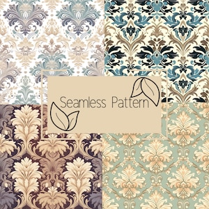 Damask Seamless Pattern | Digital Paper | Seamless Pattern | Repeating Pattern | Commercial Use | Digital Download | VintagePattern