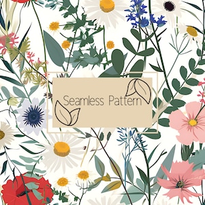 Floral Seamless Pattern | Digital Paper | Wildflower Seamless Pattern | Repeating Pattern | Commercial Use | Digital Download |