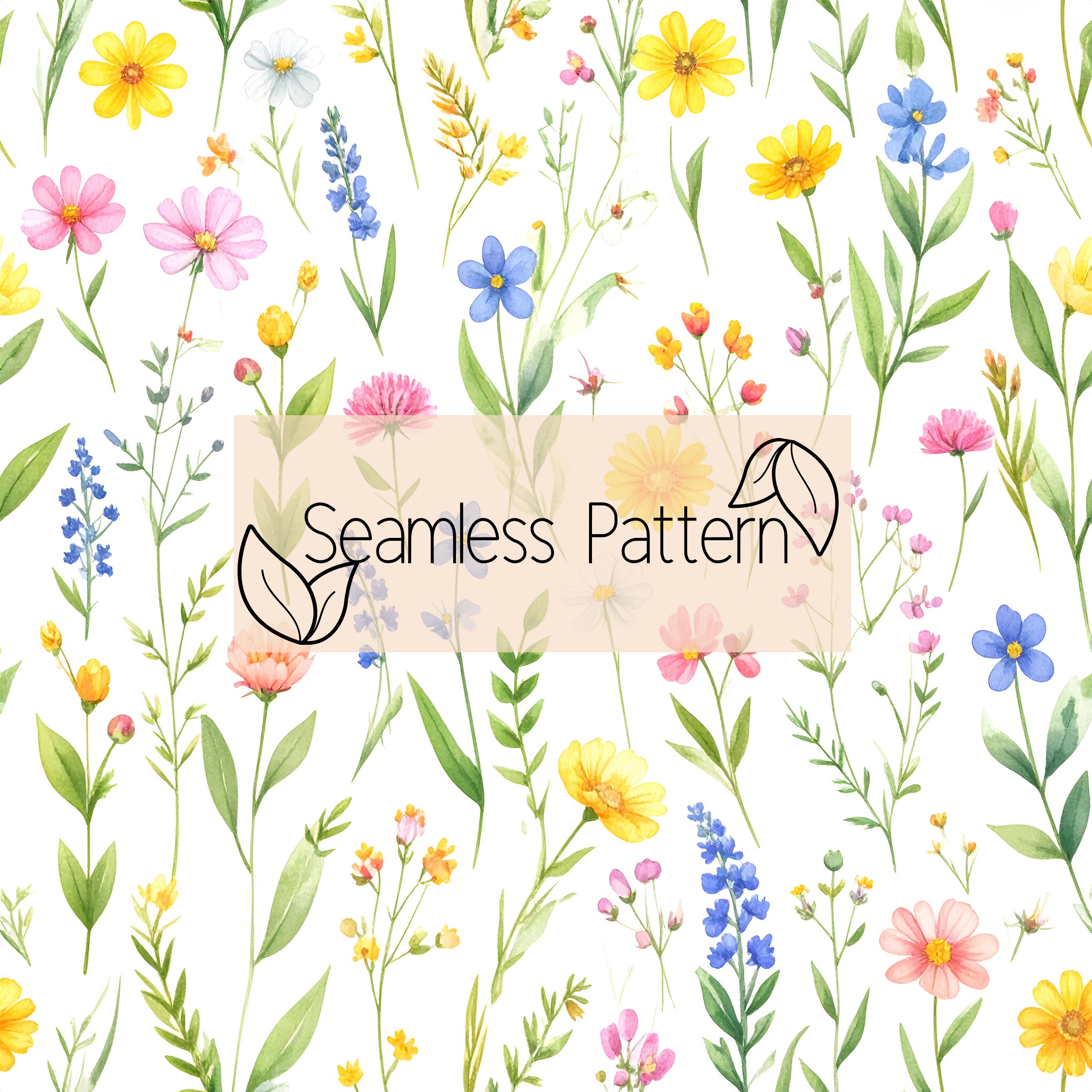 Watercolor Wildflower Seamless Pattern | Floral Digital Paper (JPG) - Etsy