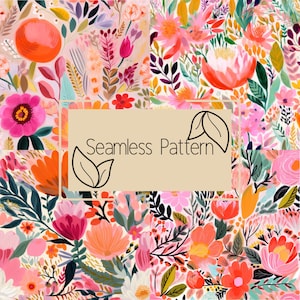 Patrón Floral Sin Costuras / Papel Digital / Patrón Sin Costuras / Patrón Repetitivo / Uso Comercial / Descarga Digital / Flores Vintage
