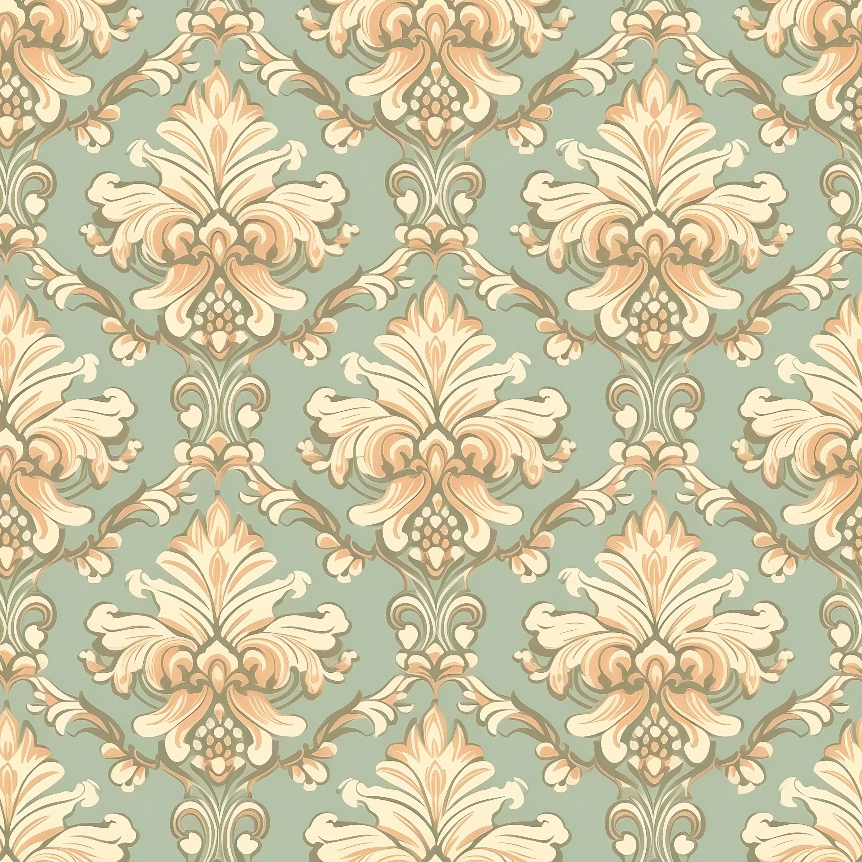 Damask Seamless Pattern Digital Paper Seamless Pattern Repeating ...